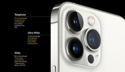 especificações das lentes da câmera iphone 13 pro