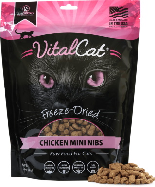 Comida de gato liofilizada com mini nibs de frango Vital Essentials