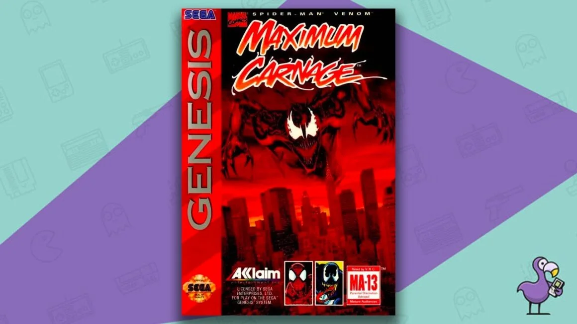 Melhores jogos de beat em up - Spider-Man & Venom: Maximum Carnage capa do jogo Genesis