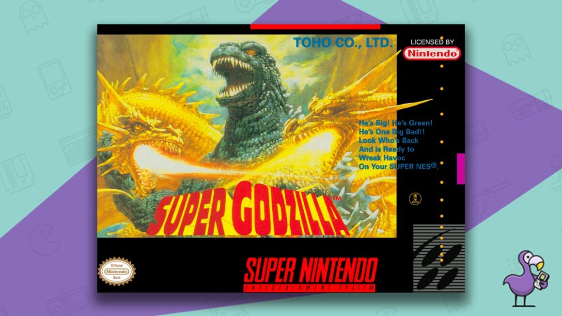 Melhores jogos Godzilla - arte da capa do jogo Super Godzilla SNES