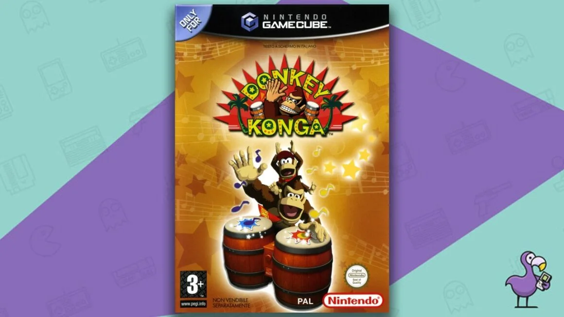 melhores jogos de Gamecube para 4 jogadores - capa do jogo Donkey Konga 